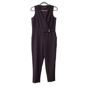 3/$25 The Limited Plum Purple Surplice Wrap Front Sleeveless Jumpsuit Playsuit